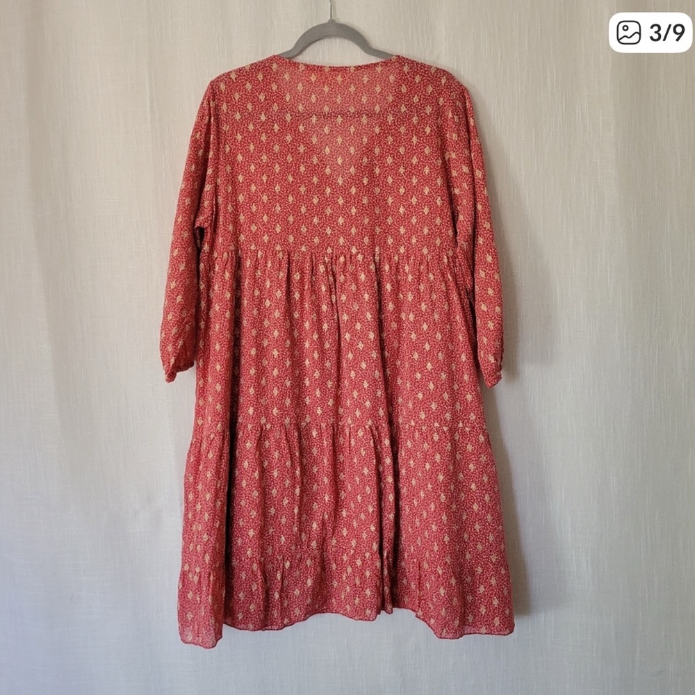 Scandal Italy pink tiered ruffle mini dress size L - Picture 3 of 4